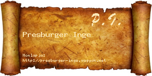Presburger Inge névjegykártya